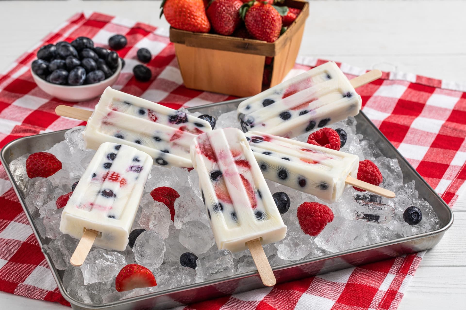Homemade berry yogurt popsicles